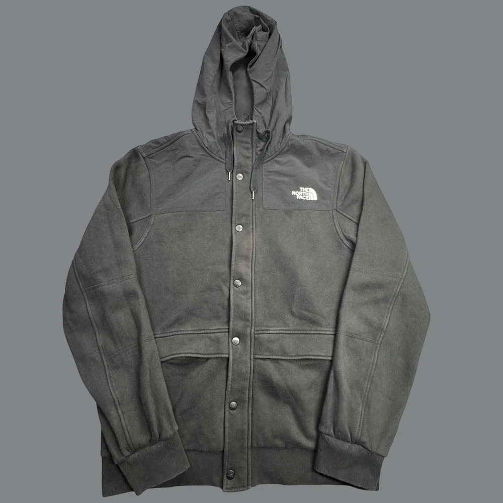 The North Face Hoodie Mens L Black Full Snap Heavyweight Fleece Sweatshirt